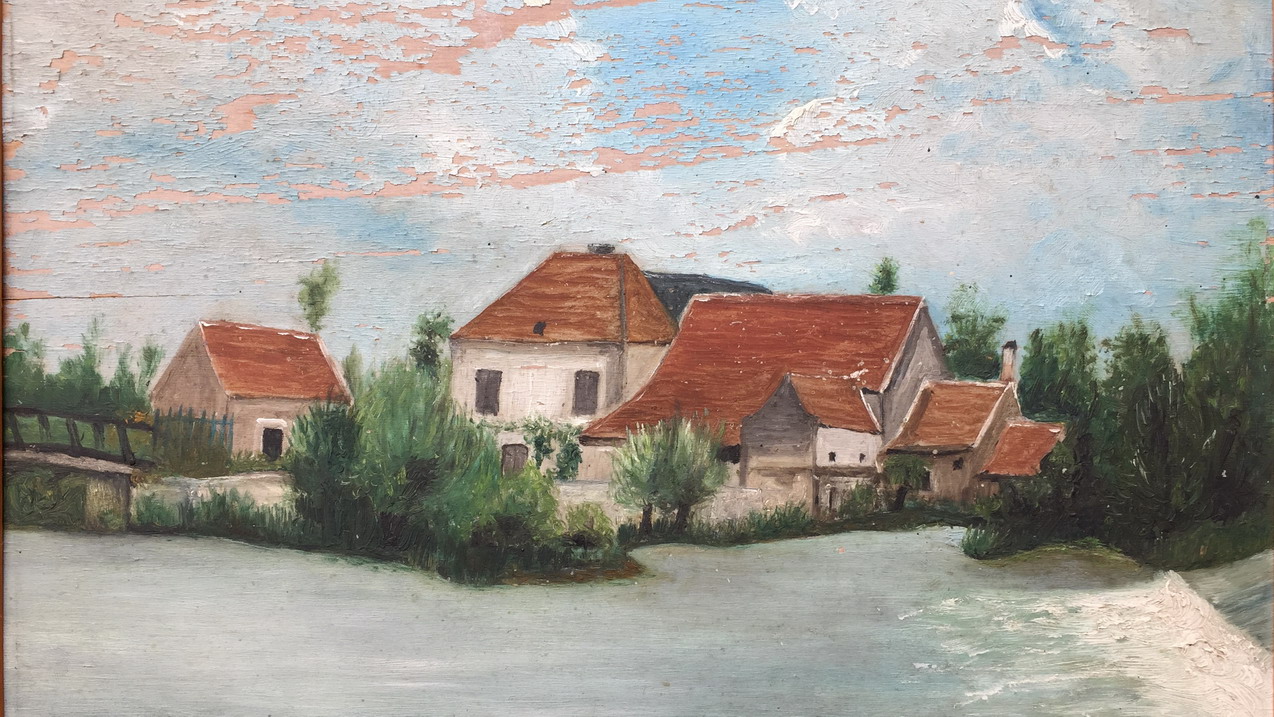 1900 environ - Le moulin vue du bassin peint par Mr Johannet